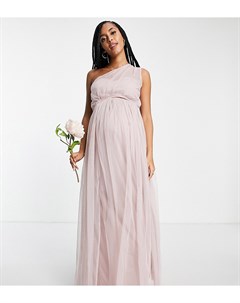 Розовое платье макси из тюля на одно плечо Anaya With Love Maternity Bridesmaid Anaya maternity