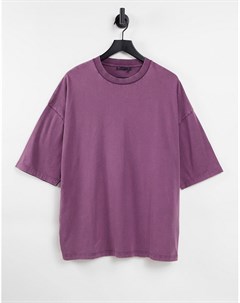 Фиолетовая oversized футболка из смесового органического хлопка с эффектом кислотной стирки Asos design