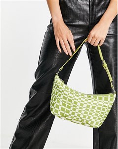 Зеленая сумка через плечо с волнистым принтом из переработанных материалов Monki