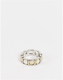 Серебристое кольцо с желтыми искусственными камнями Asos design