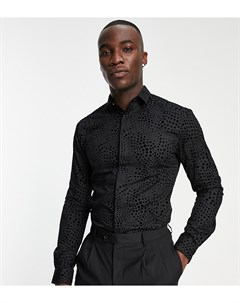 Черная рубашка с геометрическим флоковым рисунком Vasanthan Tall Twisted tailor