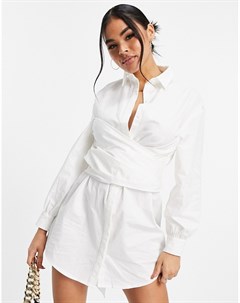 Белое платье рубашка в стиле oversized с завязкой на талии Saint genies