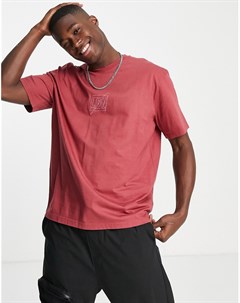 Светло бордовая oversized футболка с рельефным принтом LDN на груди Topman