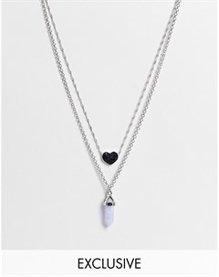 Серебристые ожерелья в стиле унисекс с сиреневым камнем и сердечком Inspired Reclaimed vintage