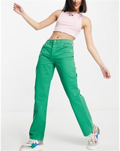 Прямые брюки зеленого цвета на кнопках в стиле 90 х Asos design