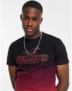 Бордовая футболка с эффектом омбре Hollister