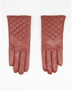 Коричневые стеганые кожаные перчатки Paul costelloe