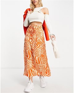 Оранжевая юбка макси с запахом карманами и зебровым принтом Asos design