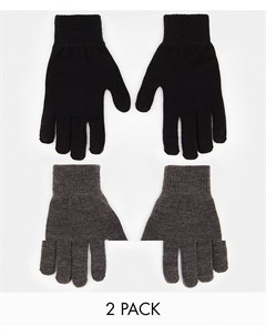 Набор из 2 пар перчаток черные серые Aello Monki