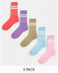 Набор из 5 пар спортивных носков пастельных оттенков в стиле колор блок Asos design