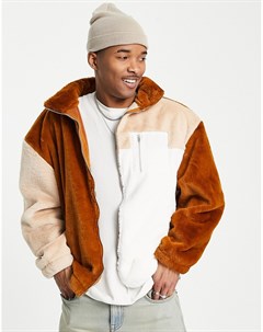 Куртка из искусственного меха со вставками кремового и коричневого цветов Liquor n poker