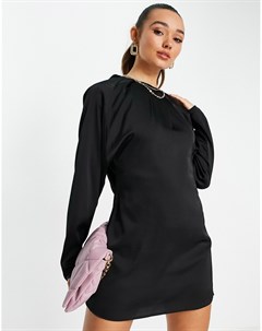 Черное платье мини с вырезом хомутом на спине Pretty lavish