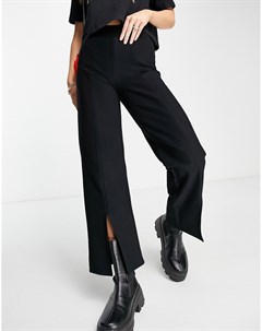 Черные брюки с широкими штанинами с разрезами Curve Noisy may