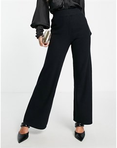 Черные трикотажные брюки с широкими штанинами в рубчик от комплекта Pretty lavish