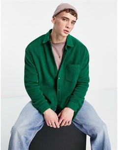 Флисовая oversized рубашка в стиле 90 х университетского зеленого цвета Asos design