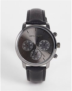 Классические часы черного цвета с ремешком из искусственной кожи и циферблатом с диаметром 42 мм Asos design