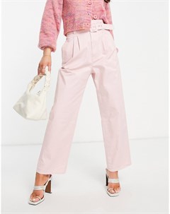 Розовые брюки с завышенной талией и поясом & other stories