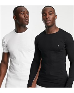 Набор из 2 футболок с круглым вырезом черного и белого цветов Tall French connection