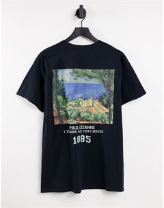 Черная футболка в университетском стиле с принтом картины Поля Сезанна на спине Vintage supply