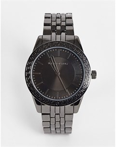 Черные часы с дизайном в виде греческой волны браслетом шириной 41 мм и заклепками Asos design