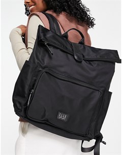Черный нейлоновый рюкзак тоут с отворотом Elle sport