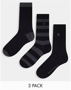 Набор из 3 серых носков в полоску French connection