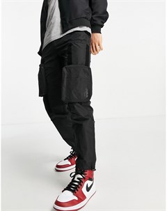 Черные свободные брюки карго со съемными карманами Topman
