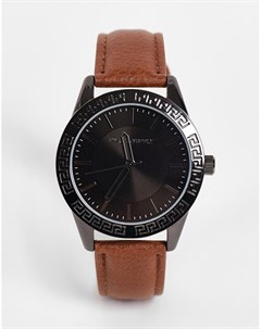 Классические часы с черным циферблатом и светло коричневым кожаным ремешком Asos design