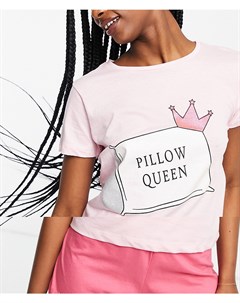 Розовый пижамный комплект с блестящим принтом Pillow Queen Brave soul