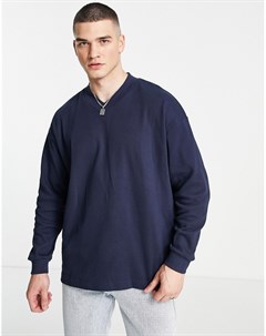 Фактурный свитшот темно синего цвета Topman