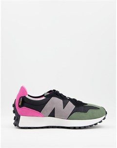 Черно розово зеленые кроссовки 327 New balance