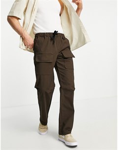 Коричневые брюки карго с широкими штанинами и карманами спереди Topman