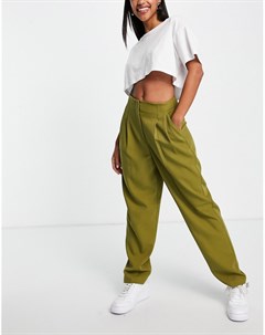 Мягкие свободные брюки оливкового цвета в винтажном стиле Asos design