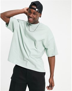 Зеленая oversized футболка шалфейно зеленого цвета Topman