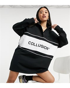 Черное платье свитер в стиле поло Collusion