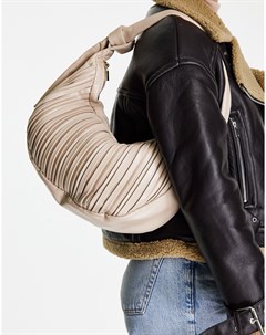 Серо бежевая сумка слинг на плечо со складками Glamorous