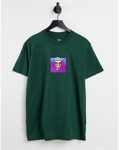 Зеленая футболка с принтом на груди Obey
