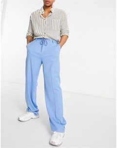 Строгие брюки с поясом на шнурке синего цвета Asos design