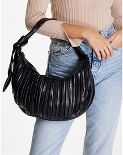 Черная сумка слинг на плечо со складками Glamorous