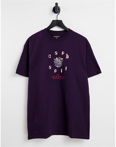 Фиолетовая футболка с принтом на спине Unite Carhartt wip