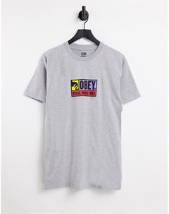 Серая футболка с логотипом и надписью Visual Industries на груди Obey