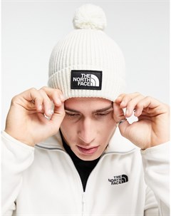 Белая шапка бини с помпоном и логотипом Logo Box The north face