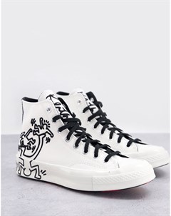 Высокие кеды молочного цвета в стиле 70 х X Keith Haring Chuck Converse