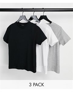 Набор из 3 футболок черного белого и серого цвета Girlfriend New look