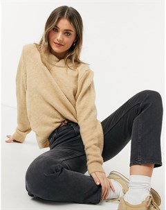 Бежевый джемпер в стиле oversized с круглым вырезом Asos design