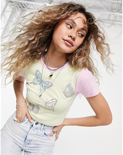 Укороченная футболка с принтом бабочек New girl order