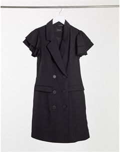Черное платье блейзер с оборками на плечах Vero moda