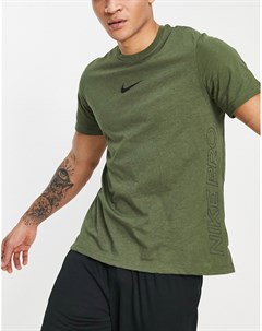 Спортивная футболка цвета хаки с выгоревшим эффектом Nike Pro Collection Nike training