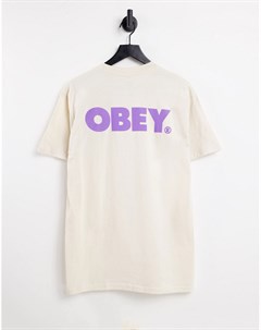 Светлая футболка с крупным логотипом на спине Obey
