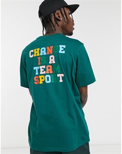 Зеленая футболка с надписью Change is a team sport Superstar Adidas originals